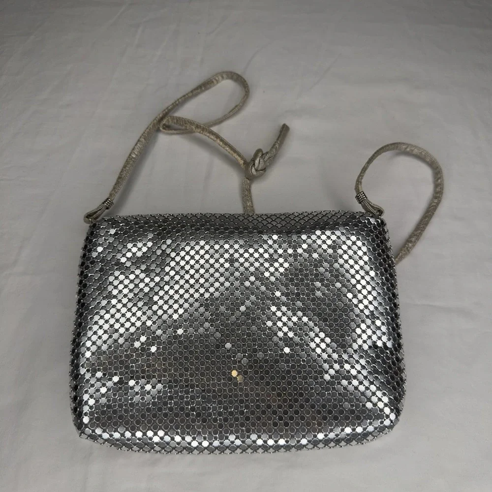 Silver Mesh Chainmail Clutch Shoulder Bag Evening Party Purse‎